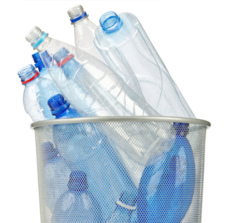 Photo helps demonstrate the waste resulting from disposable bottled water containers